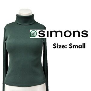 🆂 Simons TWIK Green Ribbed Turtleneck Top